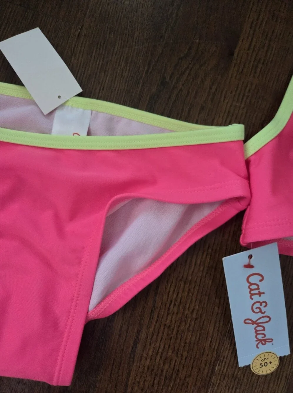 New Cat & Jack Girls Small Pink/Yellow Tankini Swim Suit